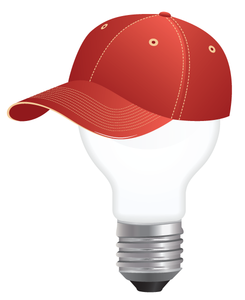 ChemHAT lightbulb logo wearing baseball cap